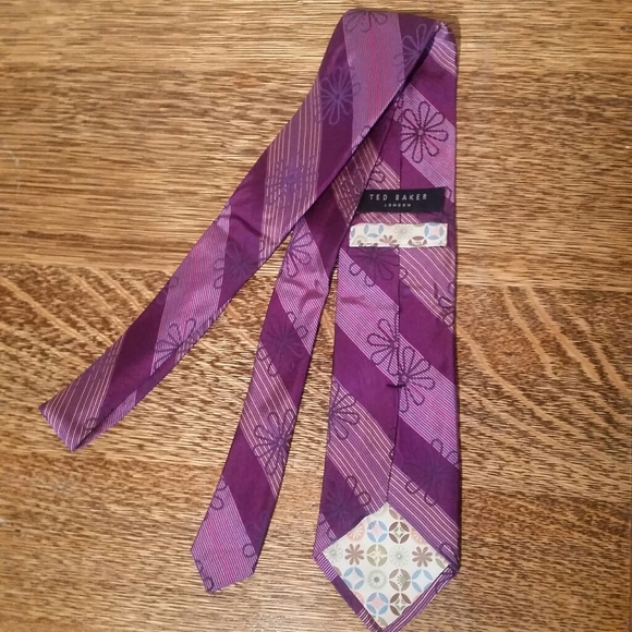 Ted Baker London Purple Stripe Floral Tie - Picture 2 of 2